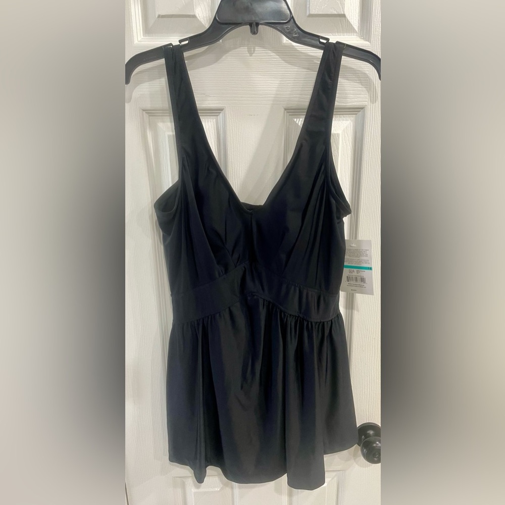 Maxine Of Hollywood Empire Swimdress - Skirted Swimsuit Size 16 - Black - NWT